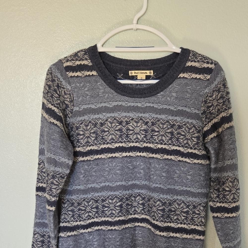 Ruff Hewn x Anthropologie | Blue Wool Blend Snowflake Sweater Size Small